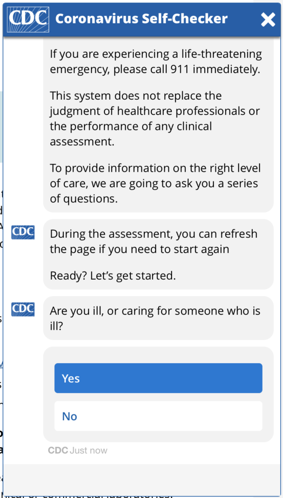 Coronavirus SelfChecker Online Tool From CDC All Heart Homecare