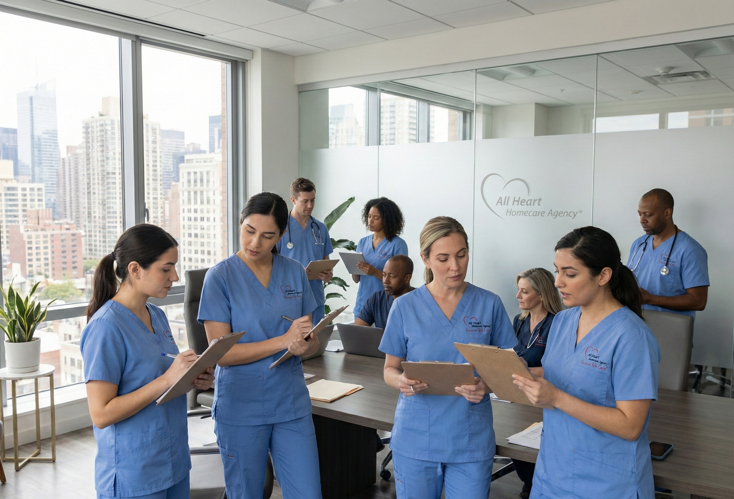 All Heart Care private duty nurses completing onboarding process in NYC.