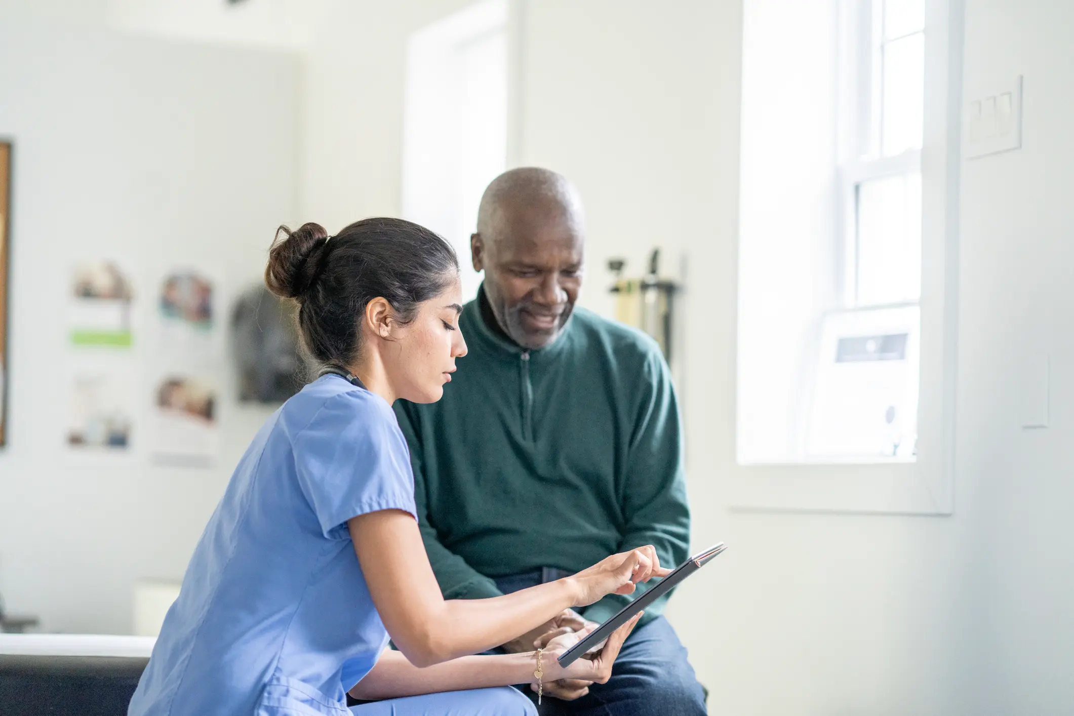 nurse with an old man in park slope, senior care in brooklyn