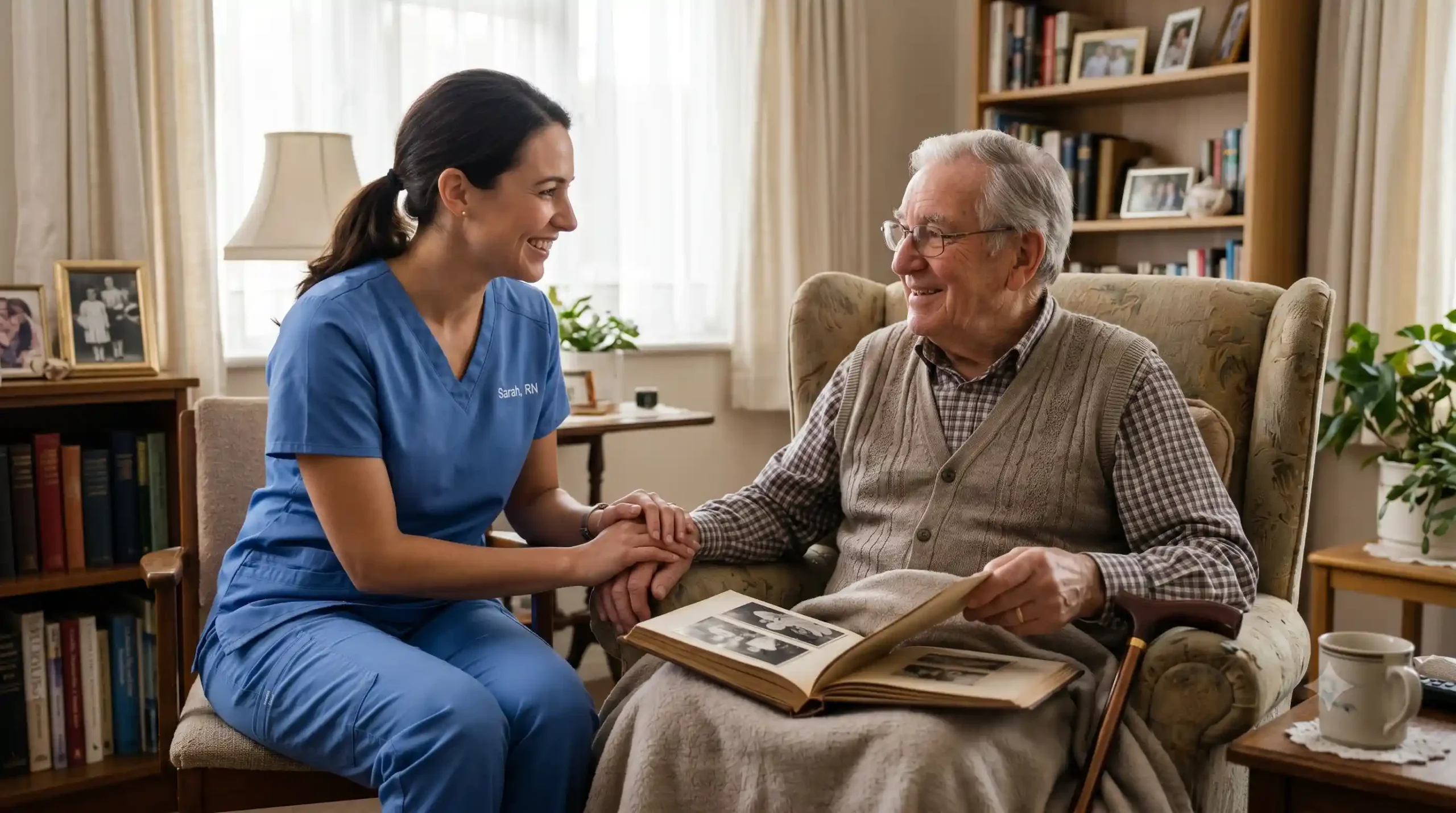 nurse taking care of an elderly man with companionship care in NYC