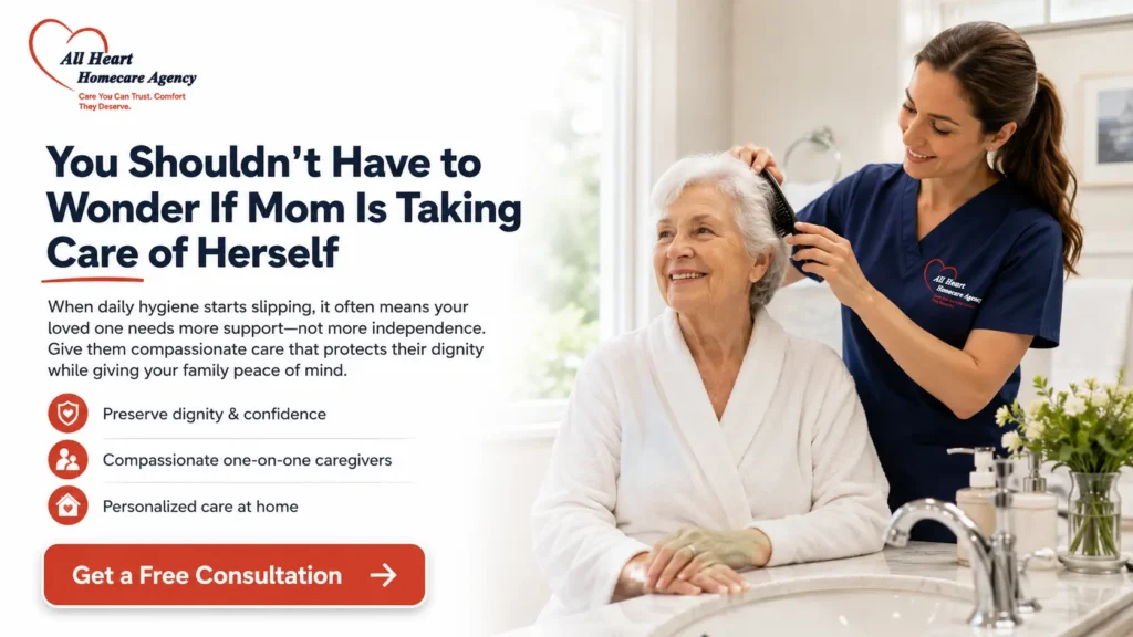 nurse taking care of an elderly woman by providing hygiene care in NYC