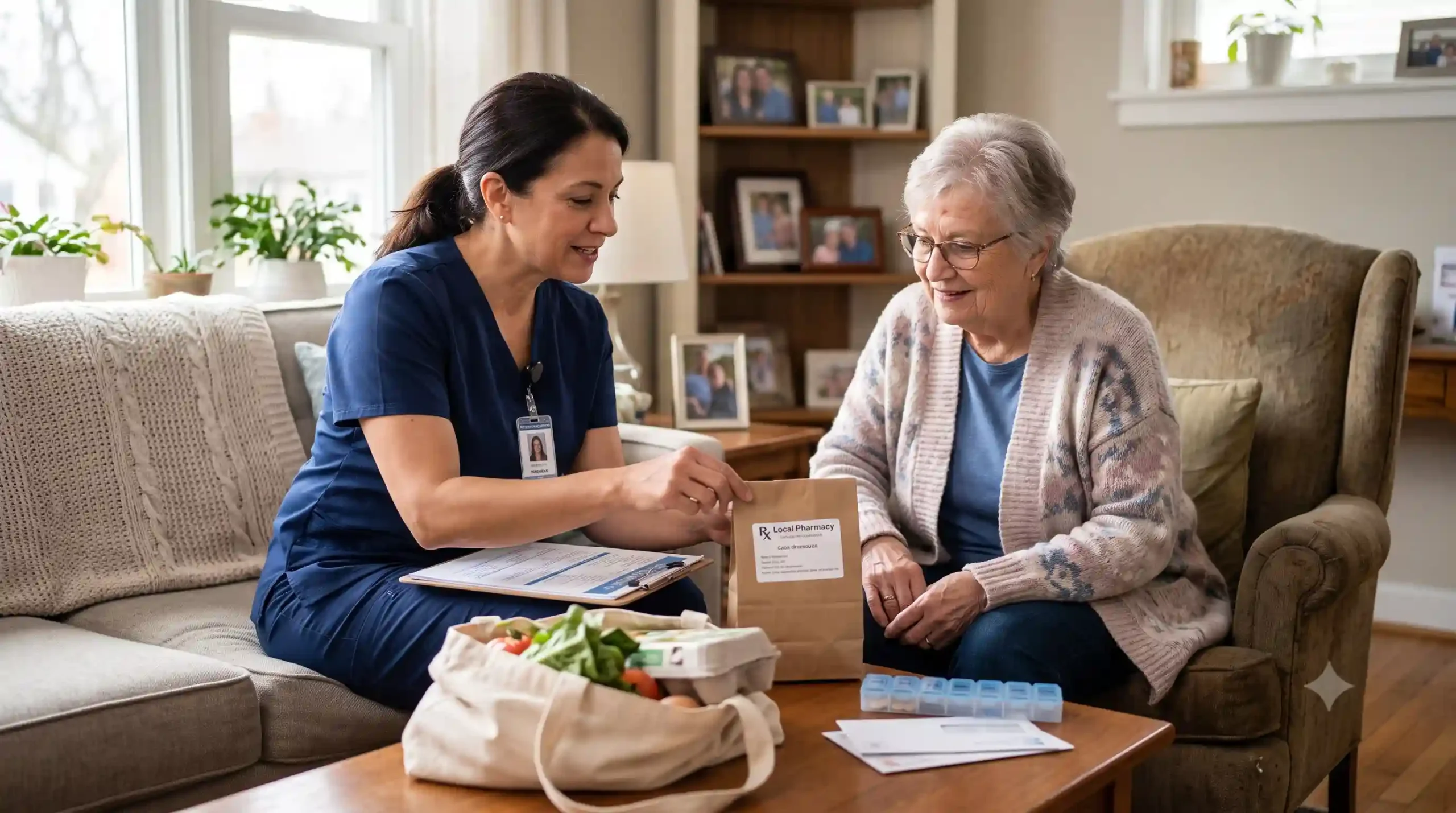 female nurse taking care of a senior woman providing errand services in NYC
