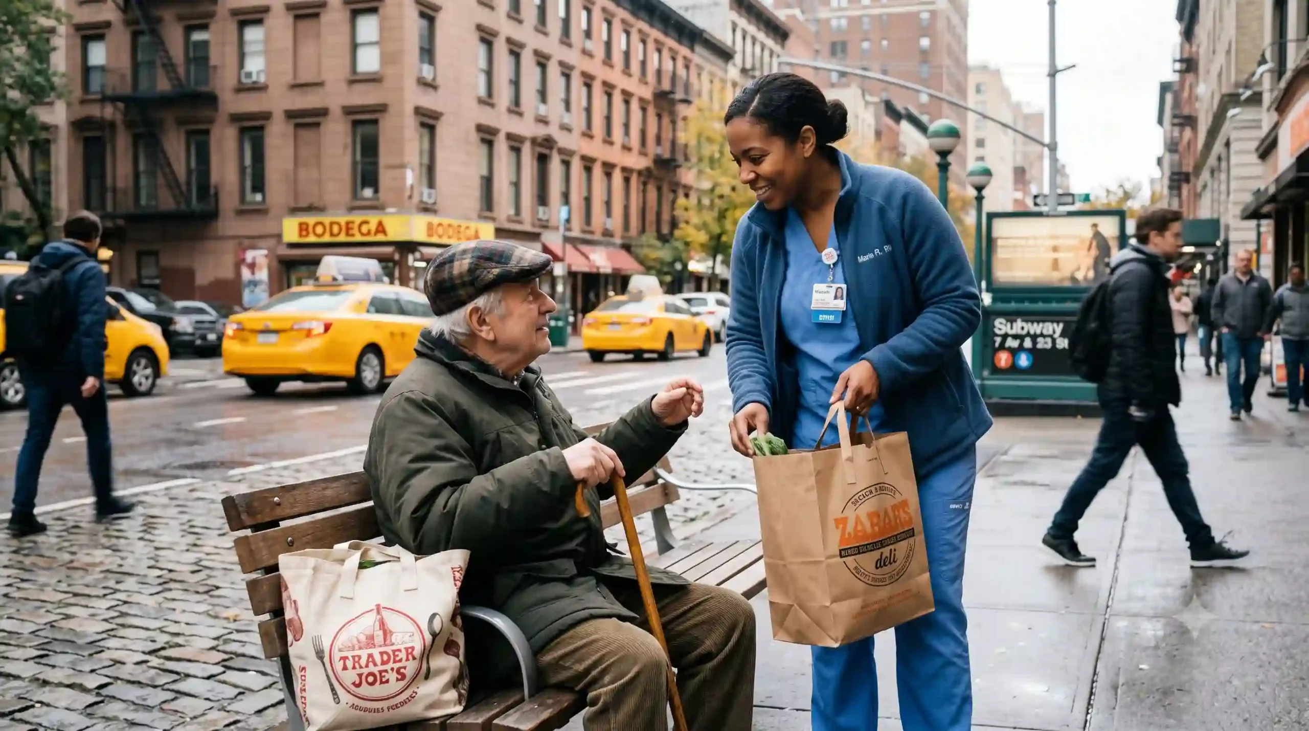 nurse taking care of a senior man by providing errand services in nYC