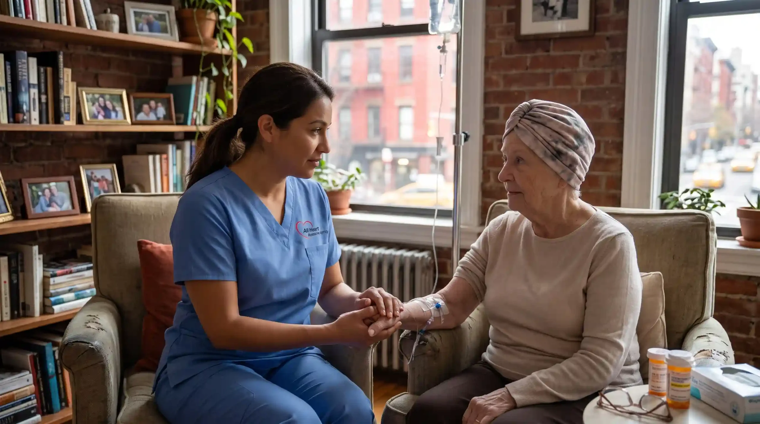 nurse taking care of a cancer patient