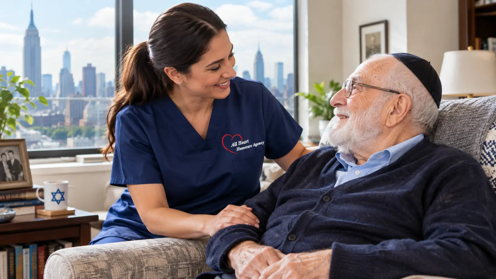jewish man being taking care from a nurse