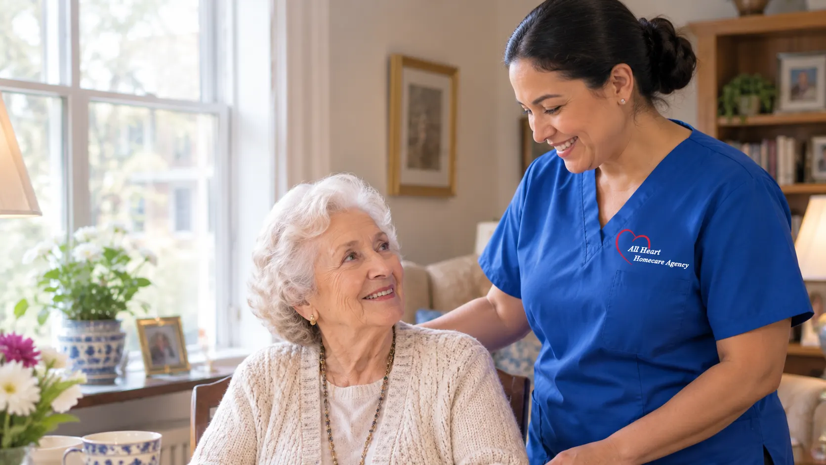nurse with old lady in her house