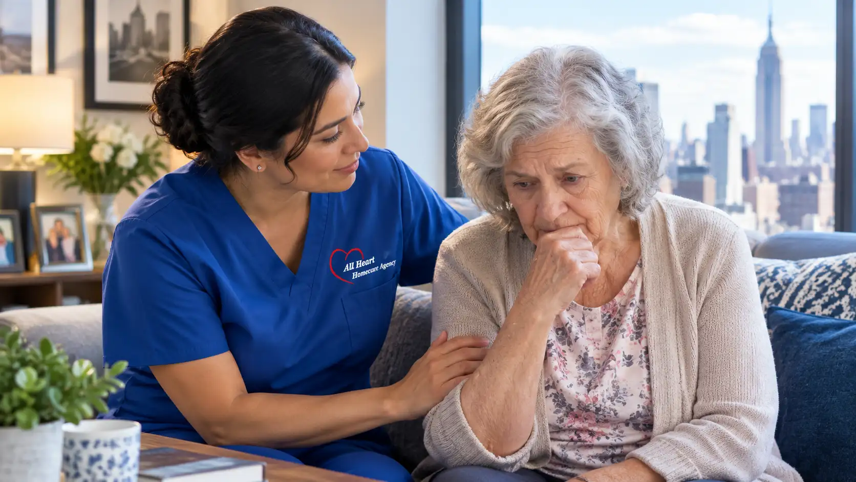 nurse taking care of an elderly woman with dementia care