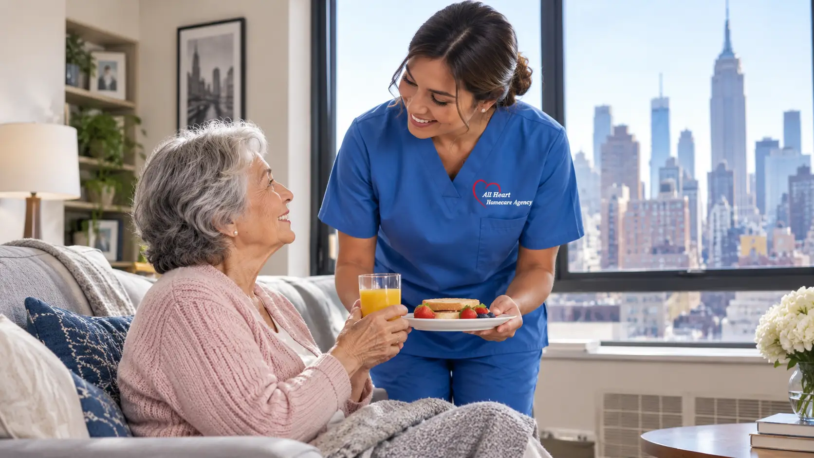 nurse with old woman in nyc